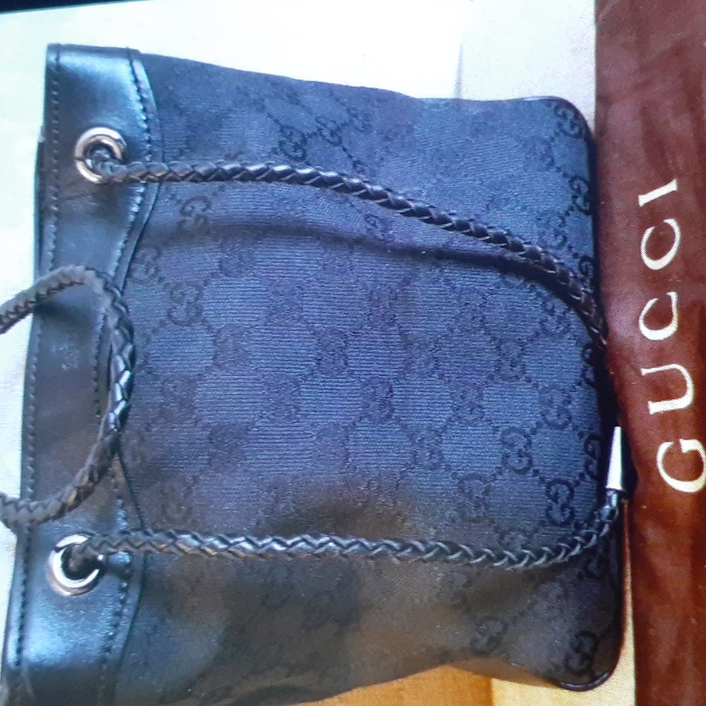 GUCCI TOTE SHOPPER BAG PURSE BLACK AUTHENTIC - Picture 1 of 15